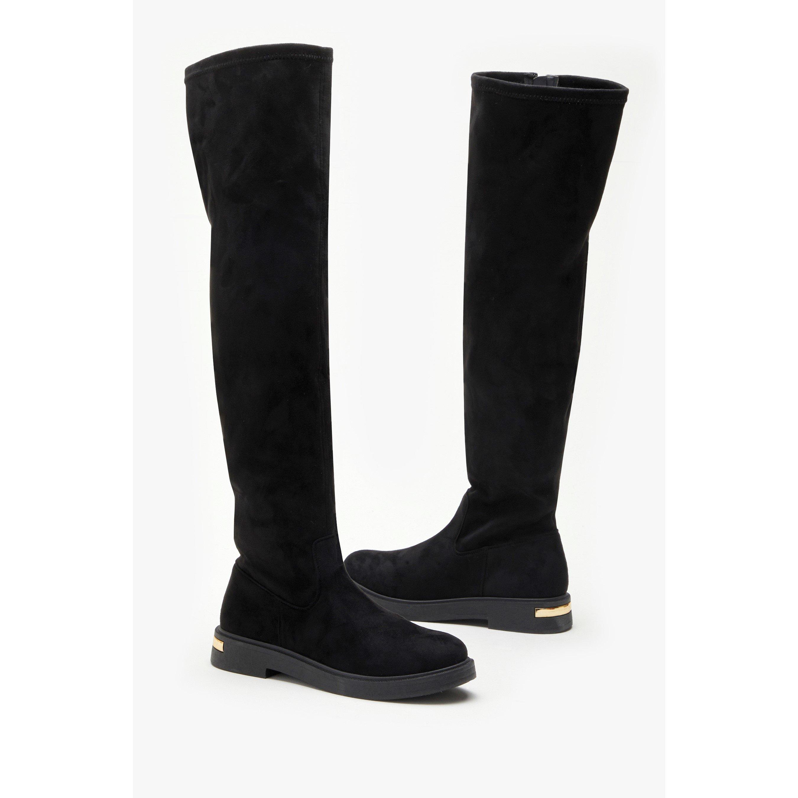 Be You Studio Flat Faux Suede Stretch Tall Boot