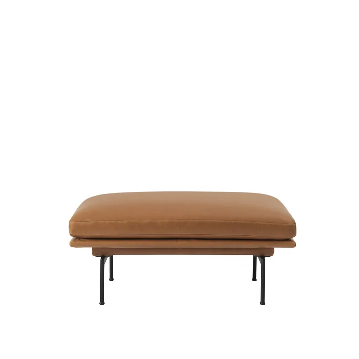 Muuto - Outline Sofa Pouf, schwarz / Refine Leder cognac