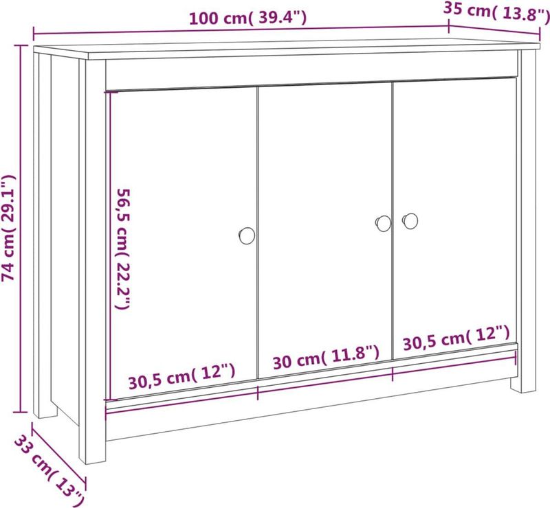Dressoir - Grenenhout - Massief Hout - Ruimte voor Opberging