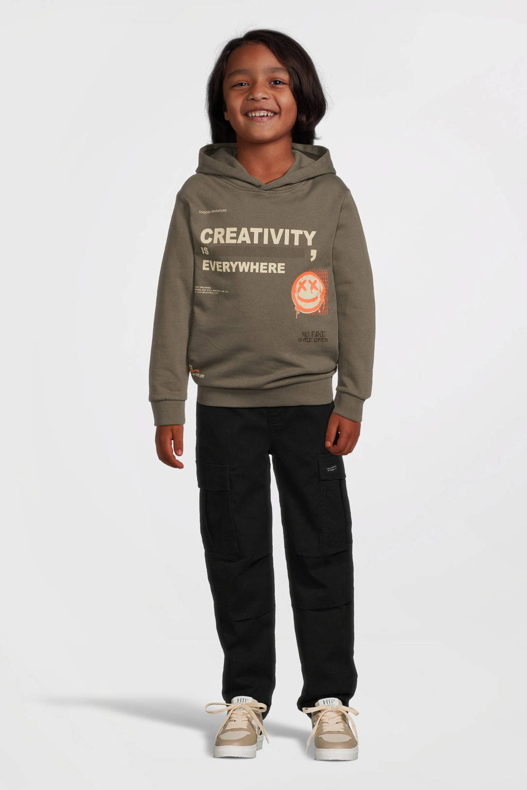 NAME IT hoodie NKMOPOSTE met backprint donkergroen