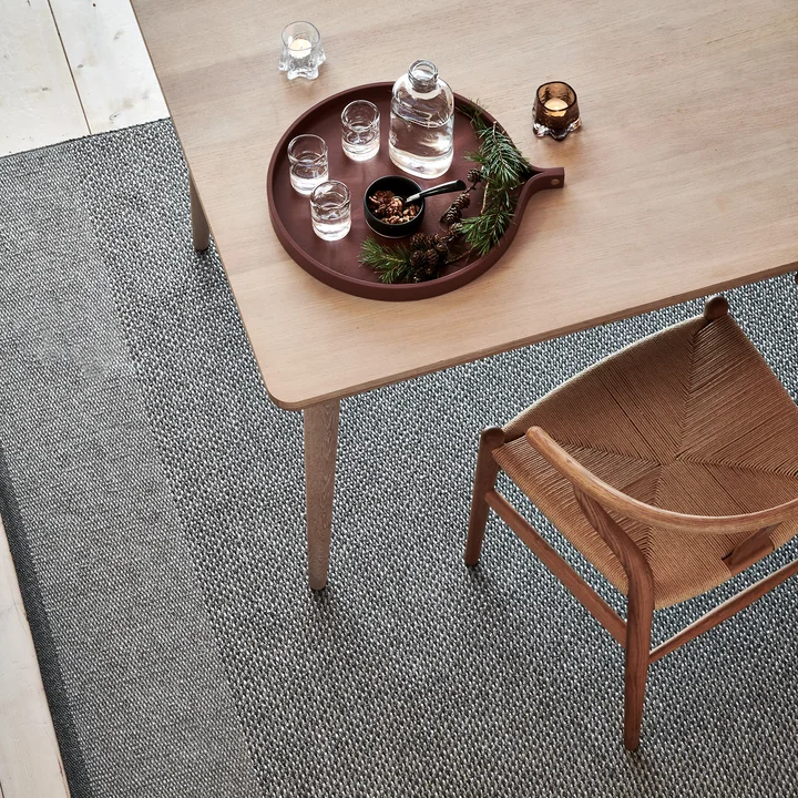 Pappelina - Edit Teppich, 140 x 200 cm, leinen / vanilla / stone metallic