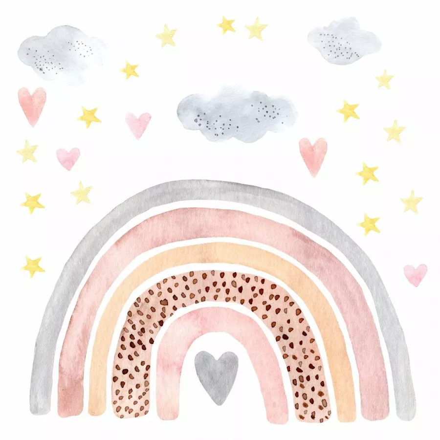Nikima Wandtattoo 227 Wandtattoo Regenbogen Wolken bunt