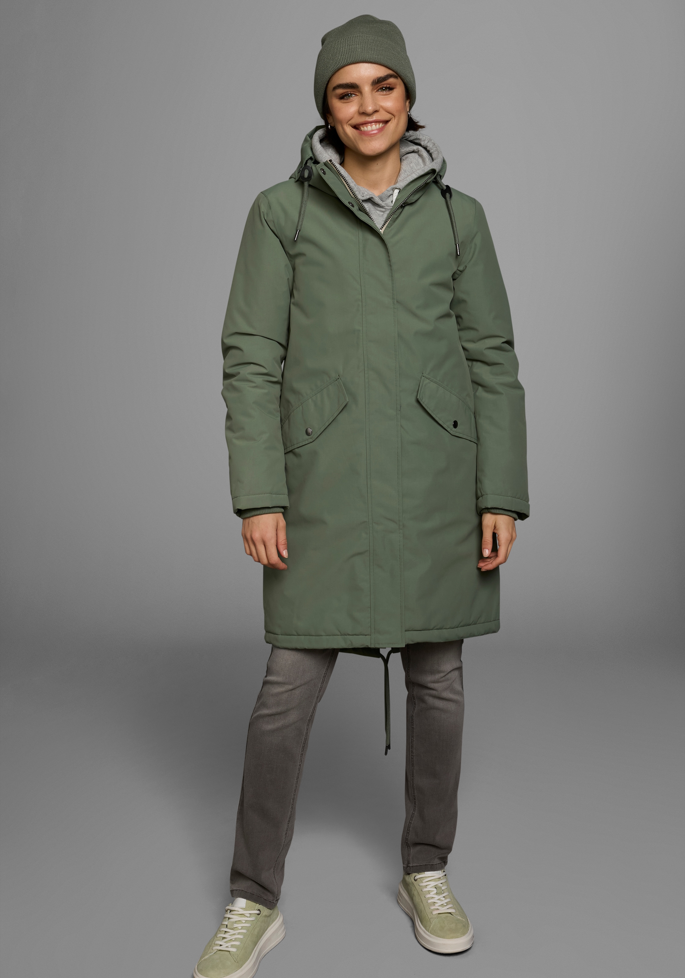 Polarino Parka mit Kapuze Atmungsaktiv, winddicht, wasserdicht, Im Oversize Look, weite Form