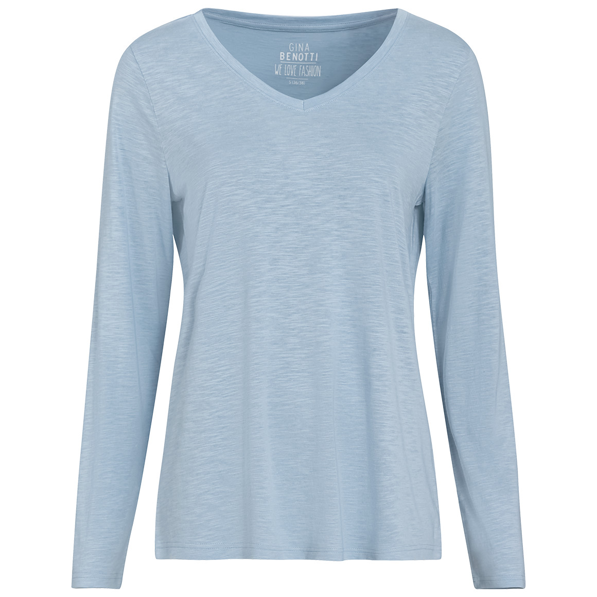 Gina Benotti Damen Langarmshirt aus Flammgarn hellblau