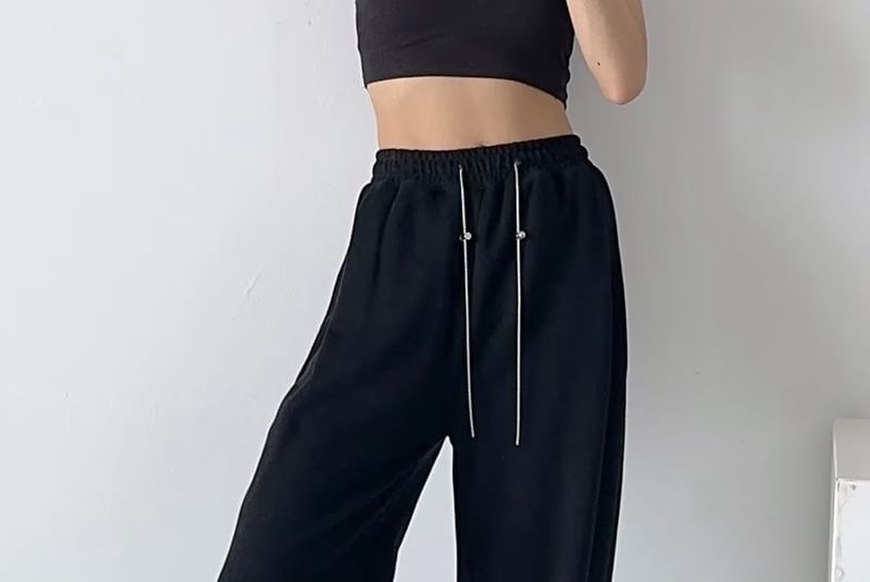 Haneliz - Effen joggingbroek met trekkoord in de taille en rechte pijpen