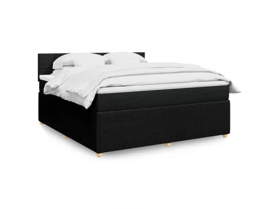 Sommier à lattes de lit avec matelas Noir 180x200 cm Tissu