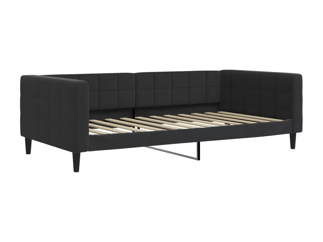 Lit de jour avec lit gigogne noir 100x200 cm velours