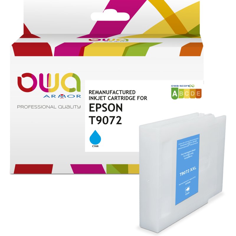 Cartouche d'encre remanufacturée OWA - haute capacité - Cyan - pour EPSON T9072