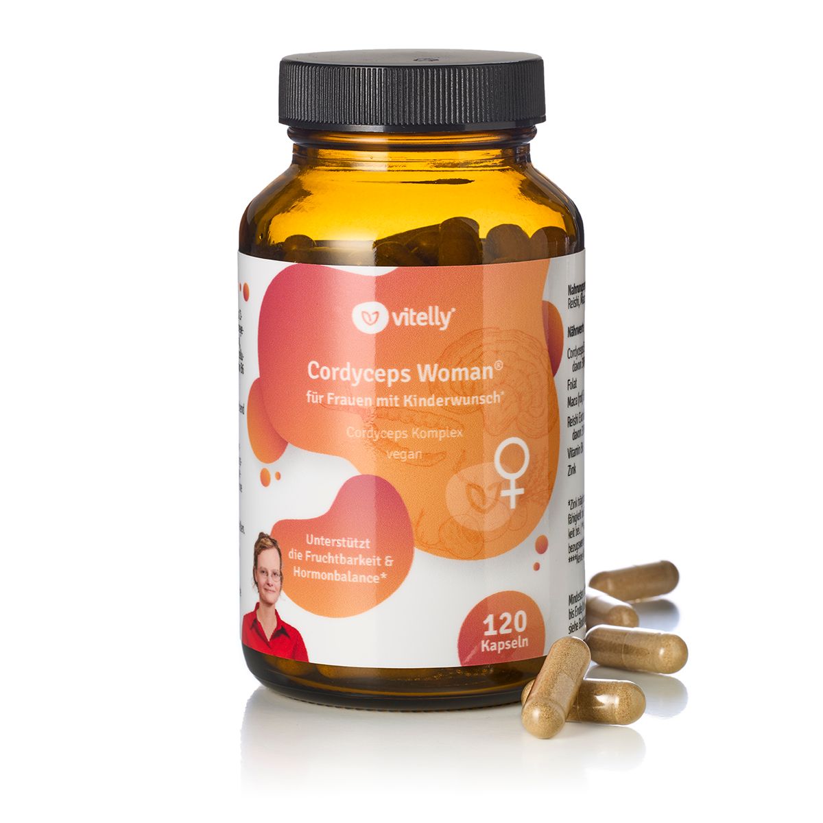 vitelly Cordyceps Woman® Zyklus Kapseln für Frauen mit Kinderwunsch ausreichend für einen Monat!