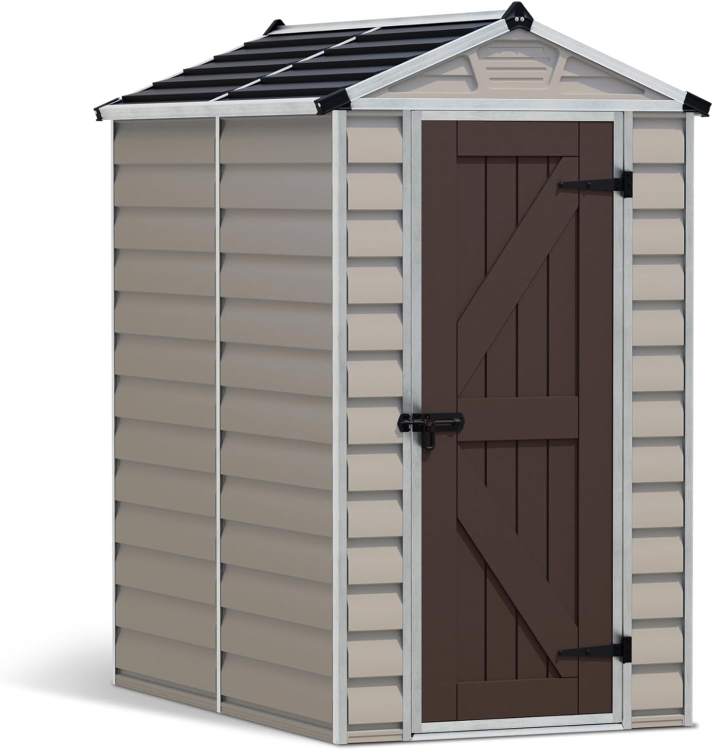 Canopia by Palram Gerätehaus Skylight 4x6 Geräteschuppen Metall 176x120x203 cm TAN Polycarbonatplatten rostbeständig UV-Schutz