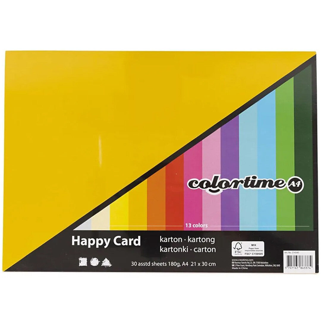 Colortime lentekarton A4 180 gr- multi - 30 vellen