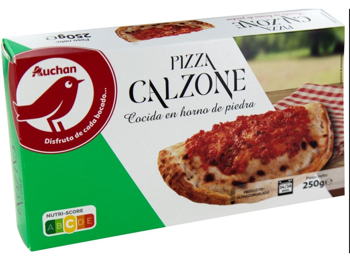 PIZZA CALZONE AUCHAN FIAMBRE E QUEIJO 250G