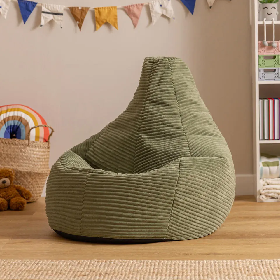 Set van 2 icon Kinderzitzakken Dalton - Corduroy Zitzak - Saliegroen