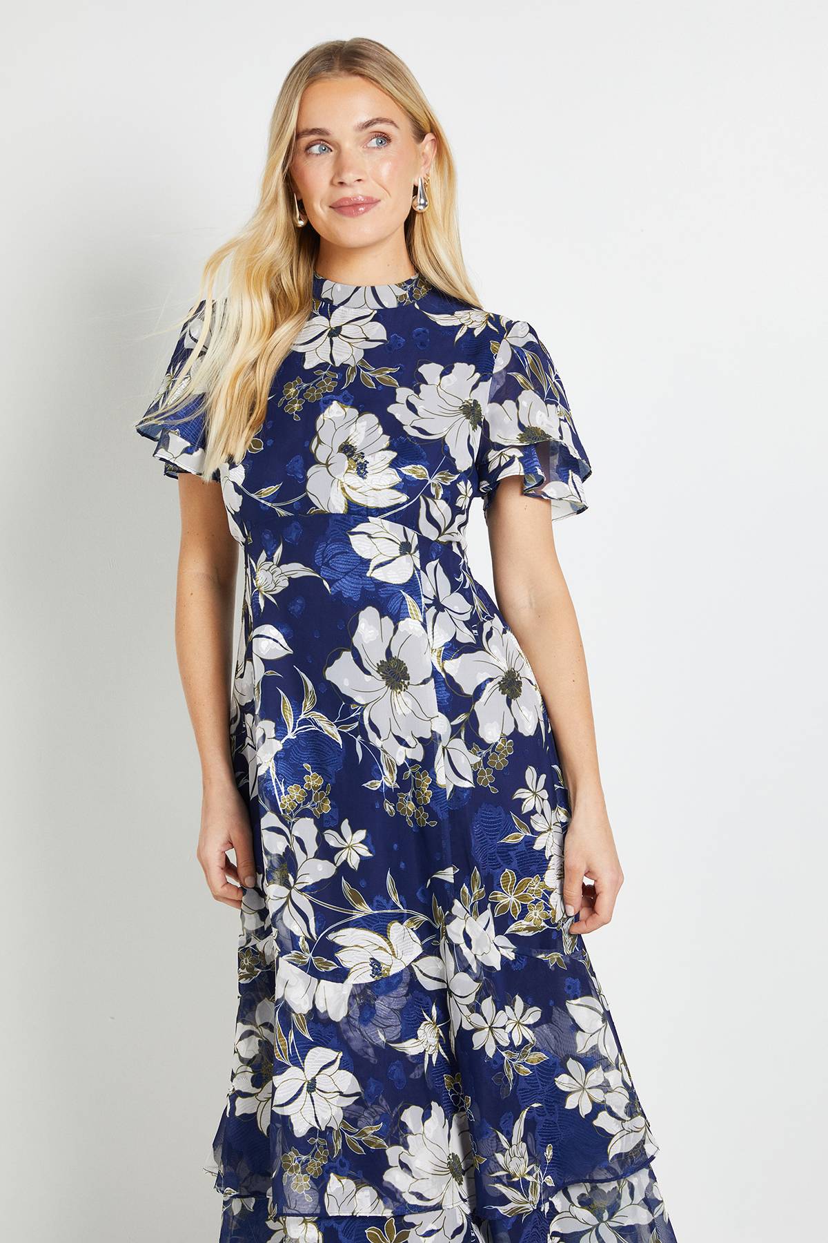 Wallis Robe Midi À Volants Et Imprimé Floral Dévoré Petite