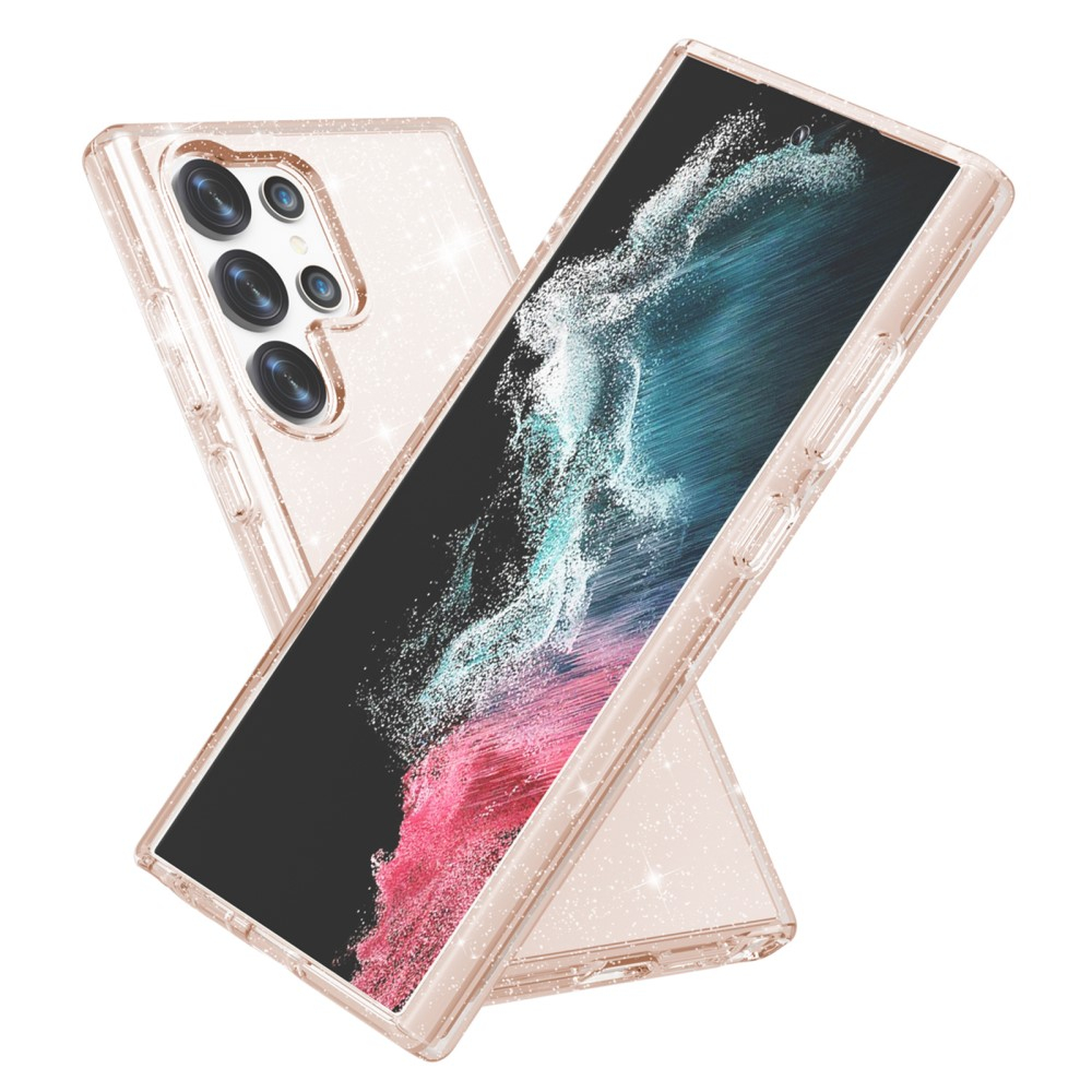 Samsung Galaxy S24 Ultra Hybrid Hardcase Schutzhülle im Glitzer Design - Gold / Transparent