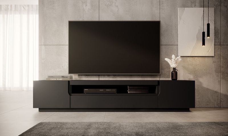 Meubella - TV-Meubel Dylan - Mat zwart - 200 cm