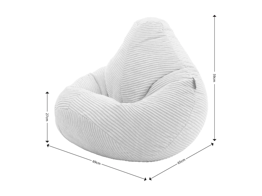 Pouf inclinable enfant velours côtelé bleu canard - DALTON
