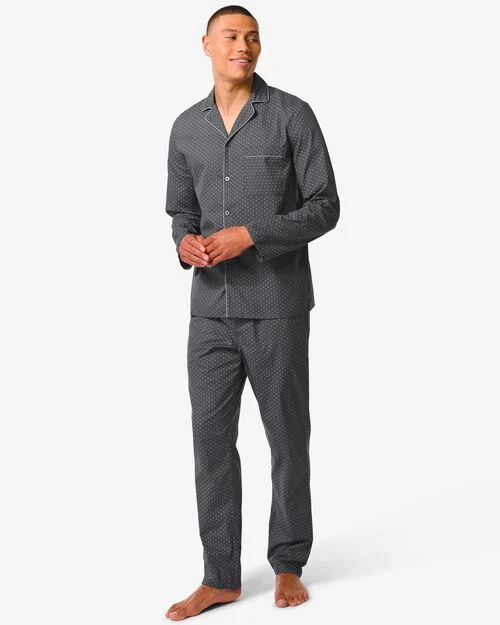 pyjama homme à carreaux popeline noir