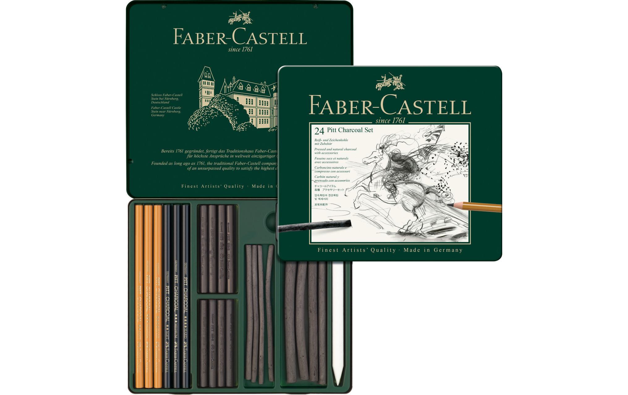 Graphitstift Faber-Castell PITT 24er MetalletuiKohleset für den professionellen Einstieg