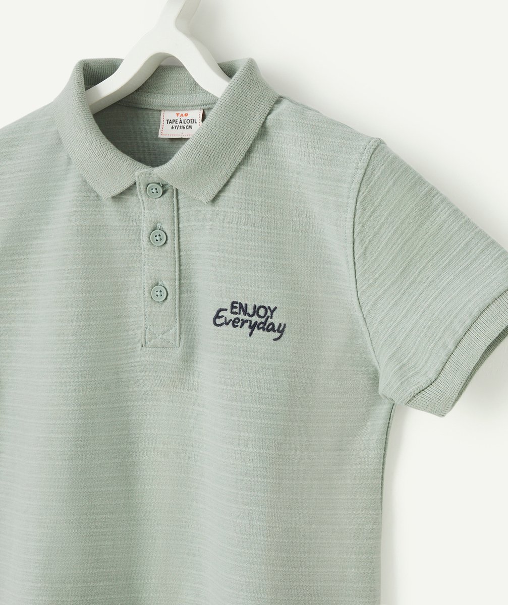 POLO MANCHES COURTES GARÇON EN COTON BIOLOGIQUE VERT
