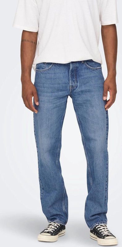 Only & Sons Jeans Onsedge Loose Mid. Blue 4939 Jeans 22024939 Medium Blue Denim Mannen