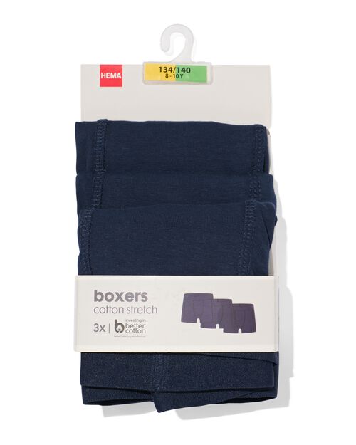 3 boxers basic enfant coton stretch bleu