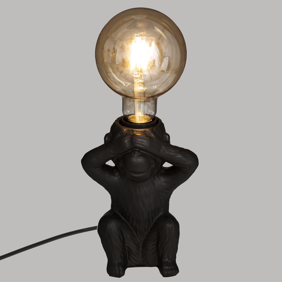 LAMPE SOCLE CERAMIQUE SINGEASS NOIR H.17CM
