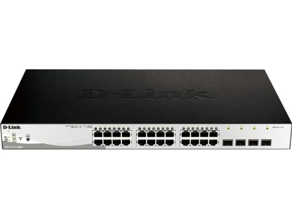 D-Link DGS 1210-28MP - Switch - Administreret - 24 x 10/100/1000 (PoE )   4 x Gigabit SFP - desktop, monterbar på stativ - PoE