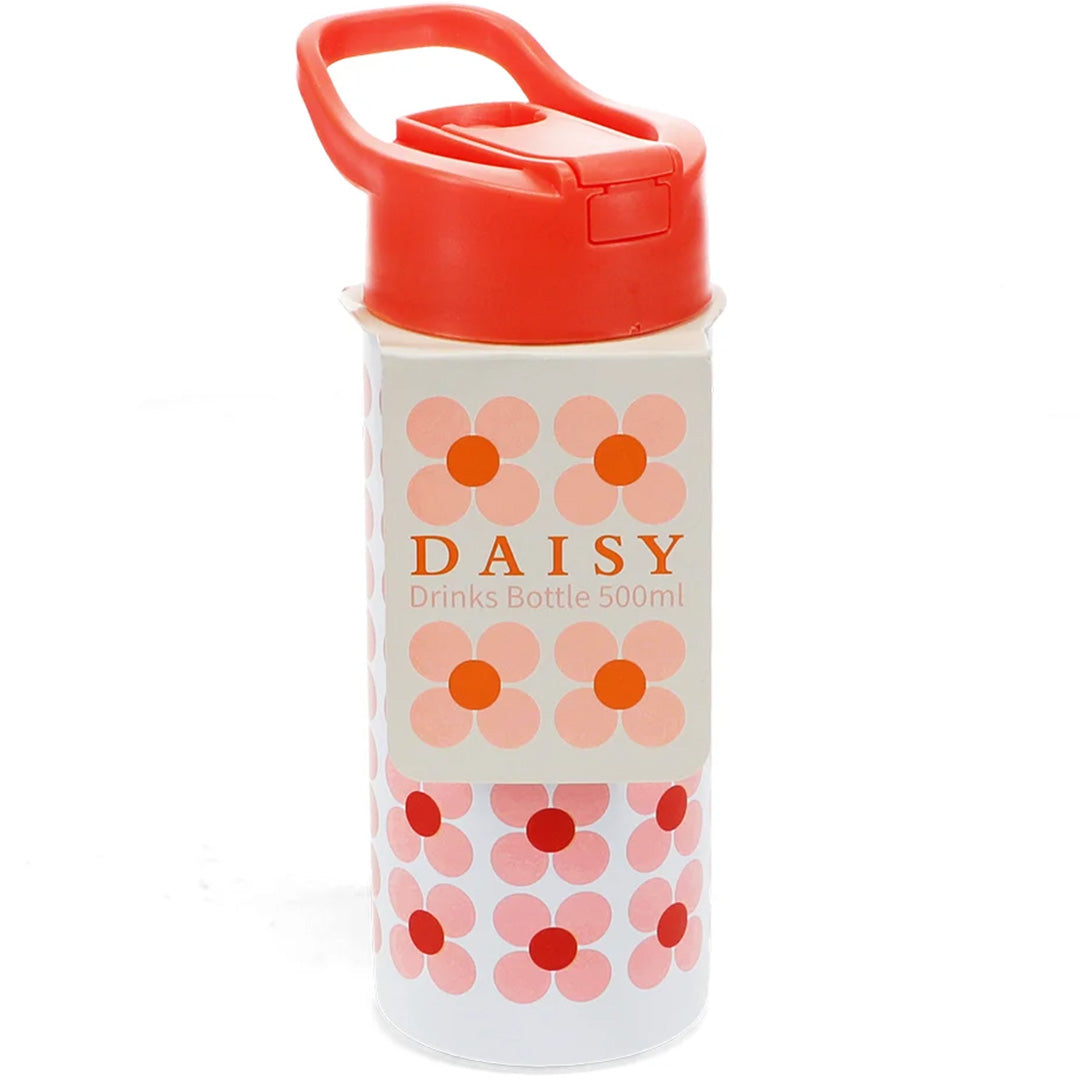 Rex london rvs drinkfles met rietje - pink daisy - 500 ml