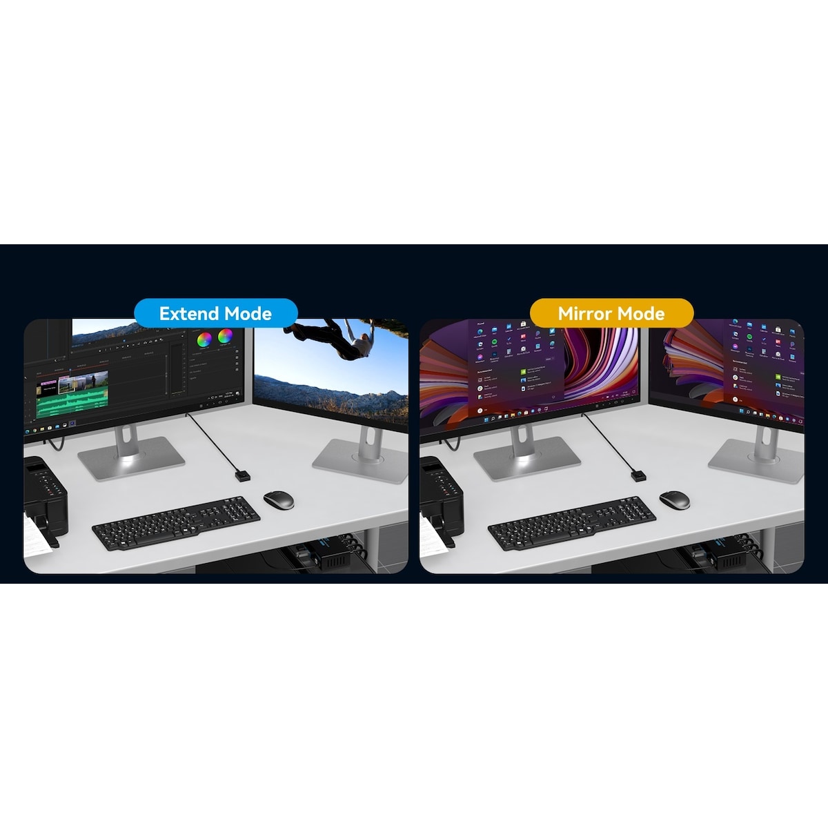 NÖRDIC KVM-svitsj 2 til 2 DisplayPort til DisplayPort, 8K60Hz/4K120Hz, 4x USB-A