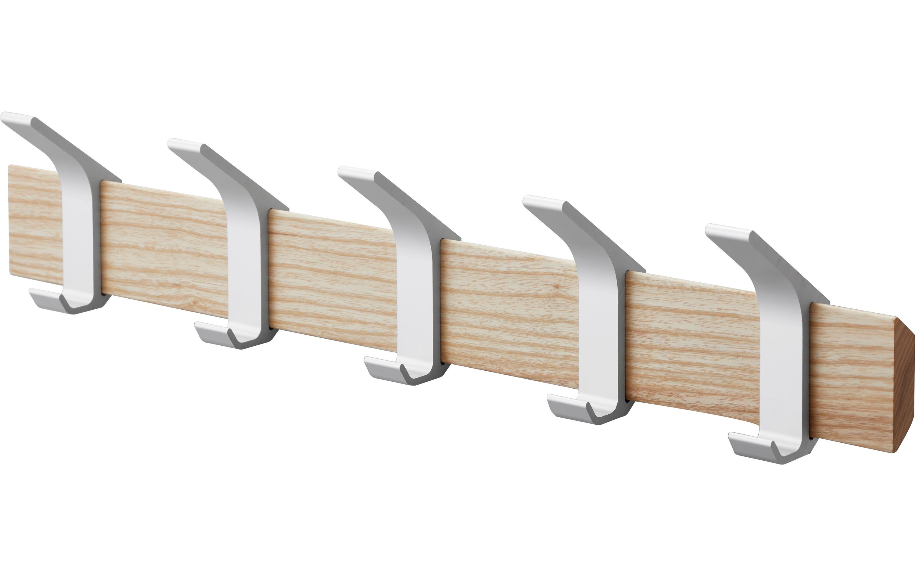 Wandgarderobe Rin 5 Haken, Braun/SilberWandgarderobe mit verstellbaren Metallhaken