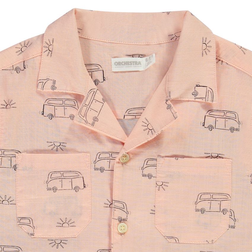 Chemise manches courtes en coton imprimé vans pour garçon - Corail