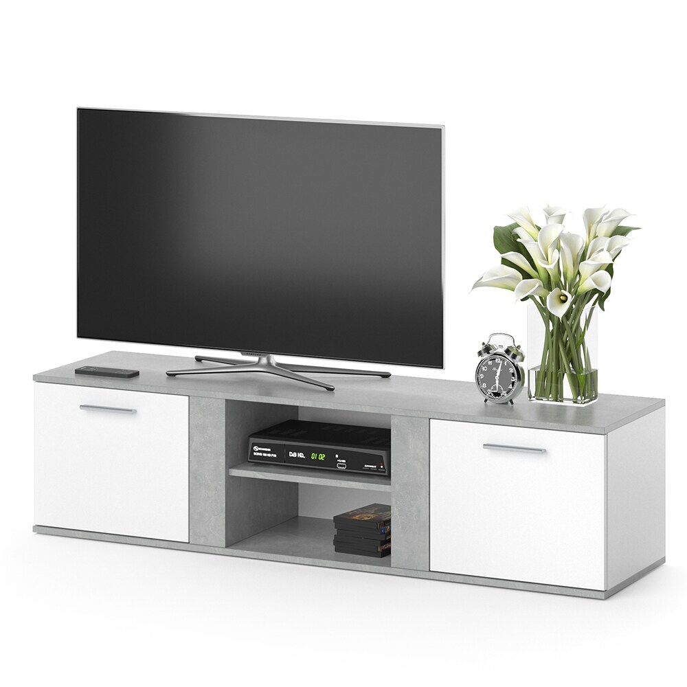 Vicco TV Lowboard Novelli Fernsehschrank Sideboard Fernsehtisch Weiß Beton