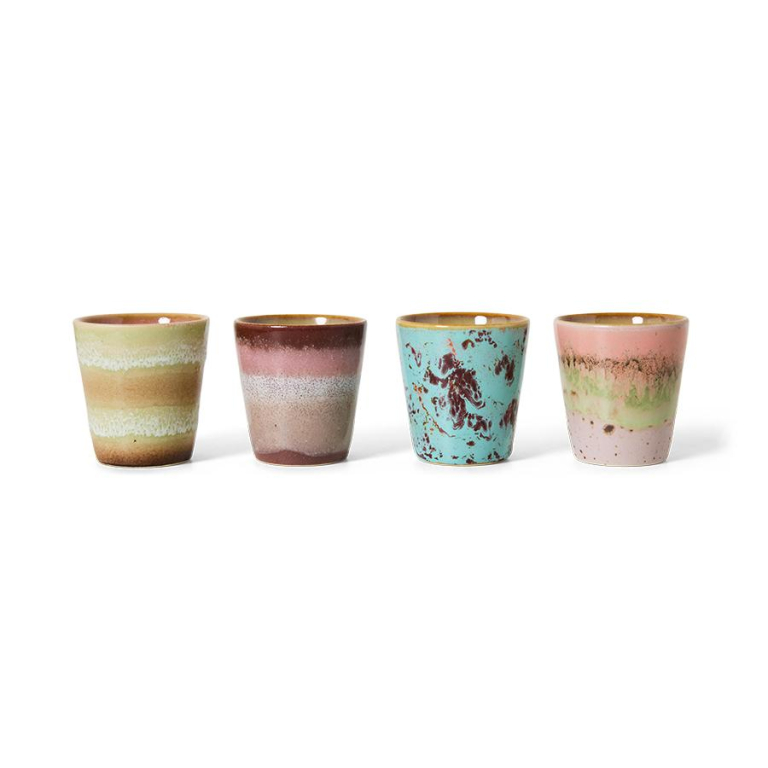 HKliving 70's Ceramic Ristretto mok set van 4 good vibes