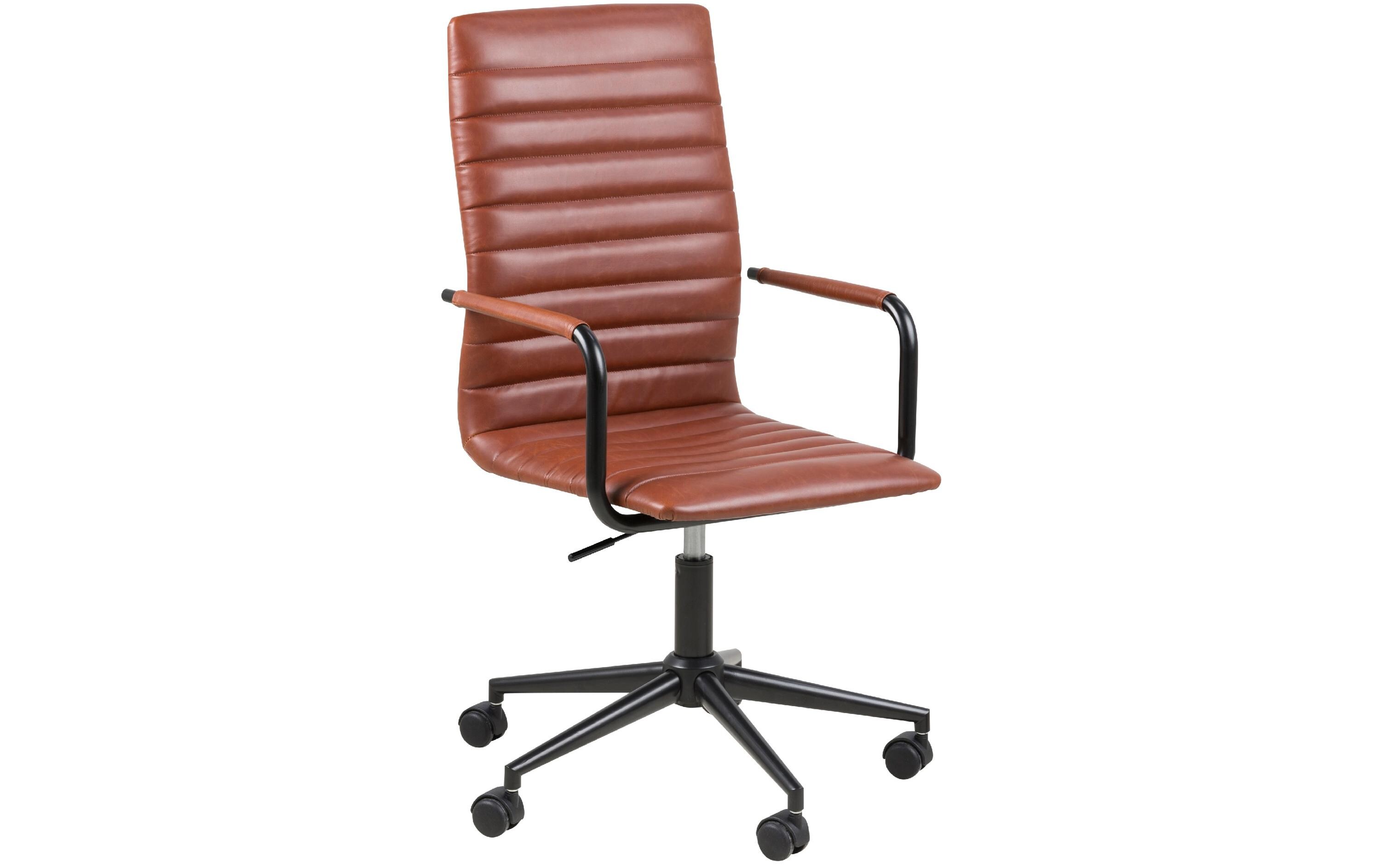 Bürostuhl Winslow, mit Polsterrücken und Armlehnen, Cognac<br>Schreibtischstuhl im Leder look
