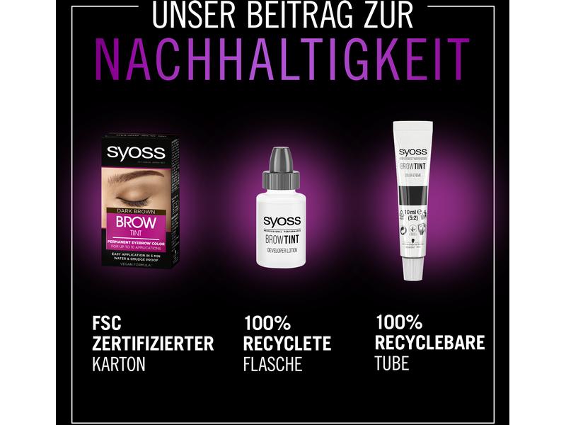 Syoss Augenbrauenfarbe 1-1 Schwarz Dauerhafte Augenbrauenfarbe mit Anwendungsbürste