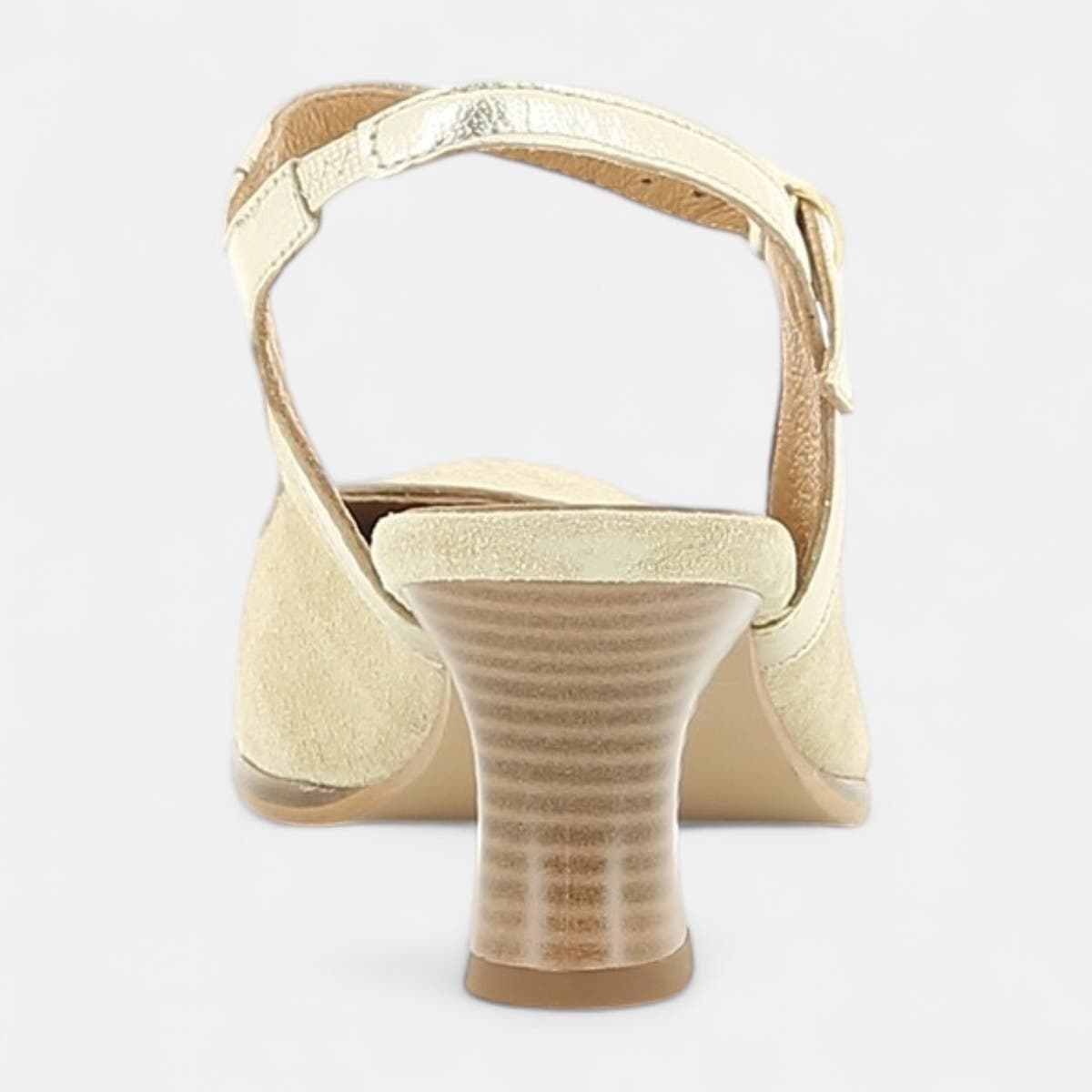 Escarpins avec bride arrière à talon Femme en cuir beige