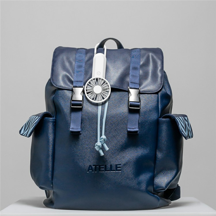(Ø85mm) Hand Ventilator Tragbarer Lüfter Wiederaufladbarer Taschenventilator mit Karabiner - Weiss
