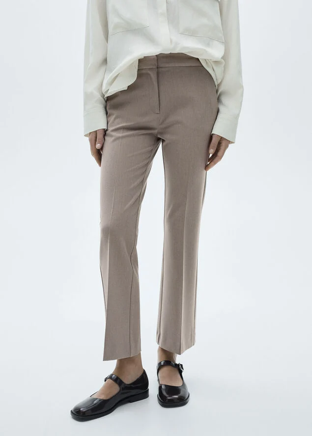 MANGO Flared flowing trousers Medium brown