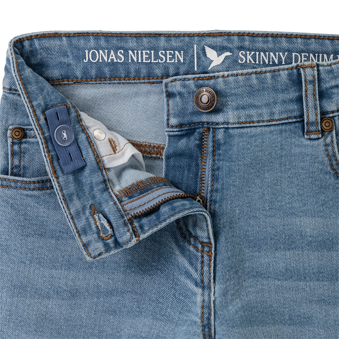 Jonas Nielsen Mädchen Skinny-Jeans mit Used-Waschung hellblau