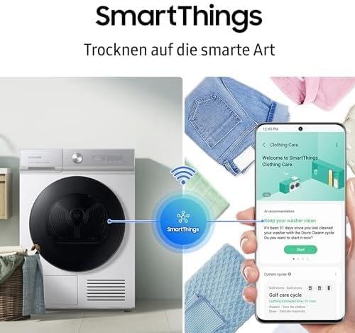 Samsung Waschmaschine, 9 kg, 1.400 U/min, EEK: A, Mikroplastik-Programm, Ecobubble, 14 Programme, WiFi SmartControl, Weiß/Schwarz, WW9ECGC04AAEEG