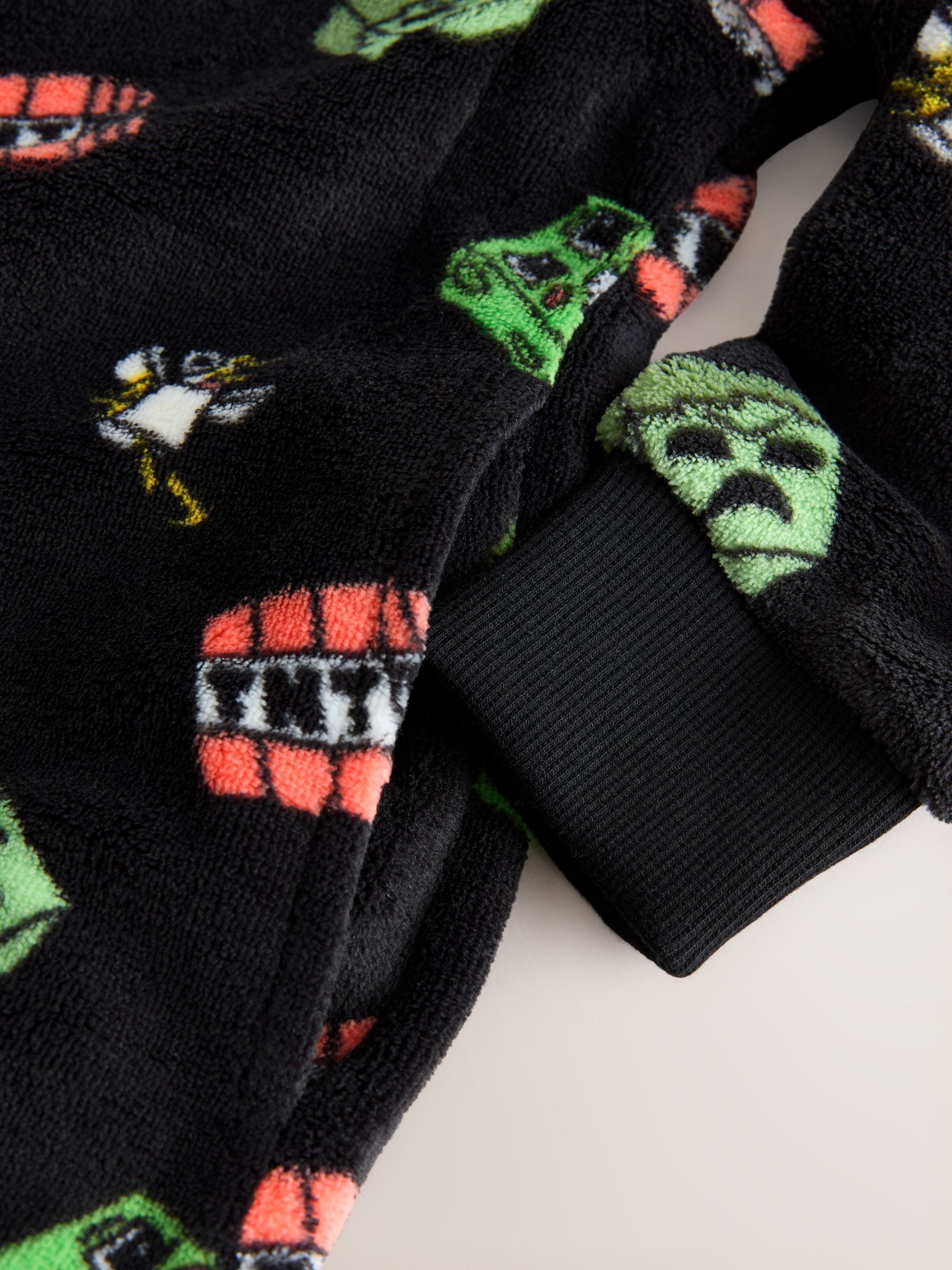 Zwart Minecraft - Fleece onesie met licentie (4-16jr)
