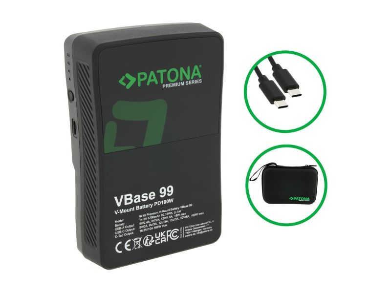 Patona Digitalkamera-Akku VBase 99 Leistungsstarker Kameraakku mit USB-C Power Delivery