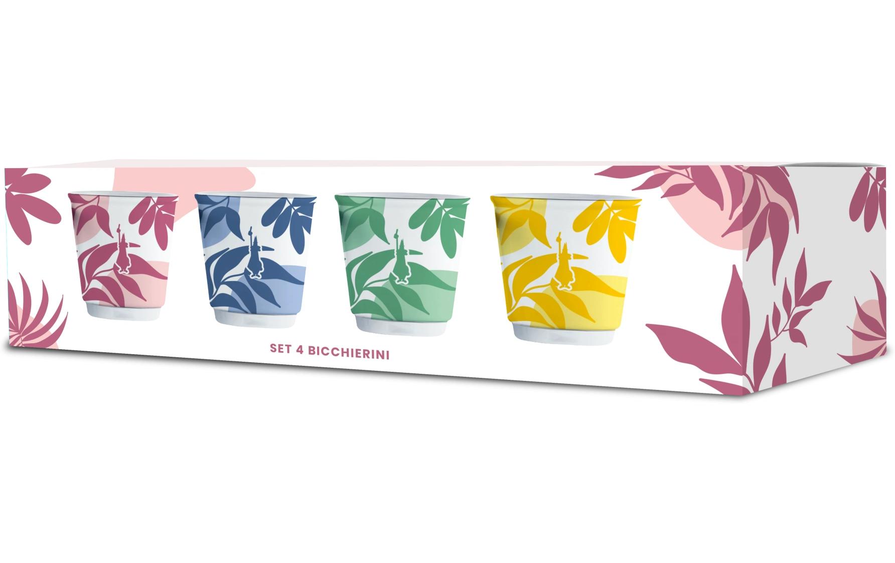 Set 4 Becher 80 ml, 1 Stück, MehrfarbigStilvolles Trinkset für Kaffeeliebhaber