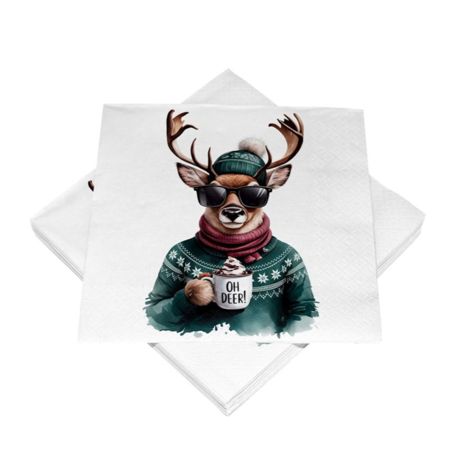 (20er Set) 33x33cm Weihnachts Einweg Servietten Party Tisch Dekoration (22-243-413) - Weihnachtselch