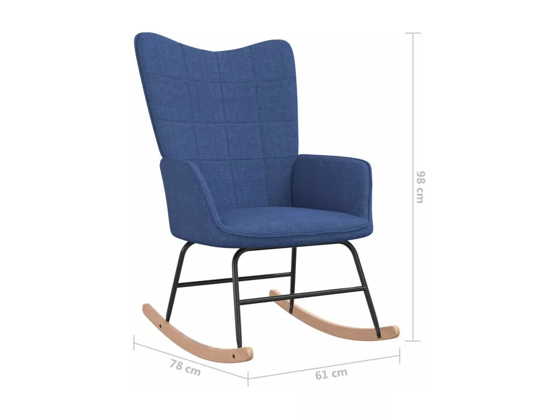 Chaise à bascule avec tabouret Bleu Tissu