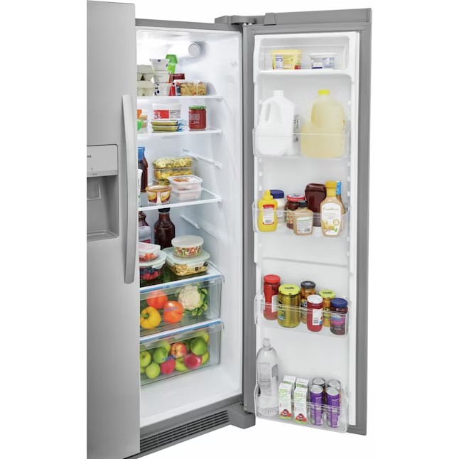 Refrigerador Frigidaire Side-by-Side de 25,6 pés cúbicos com máquina de gelo (aço inoxidável resistente a impressões digitais) ENERGY STAR
