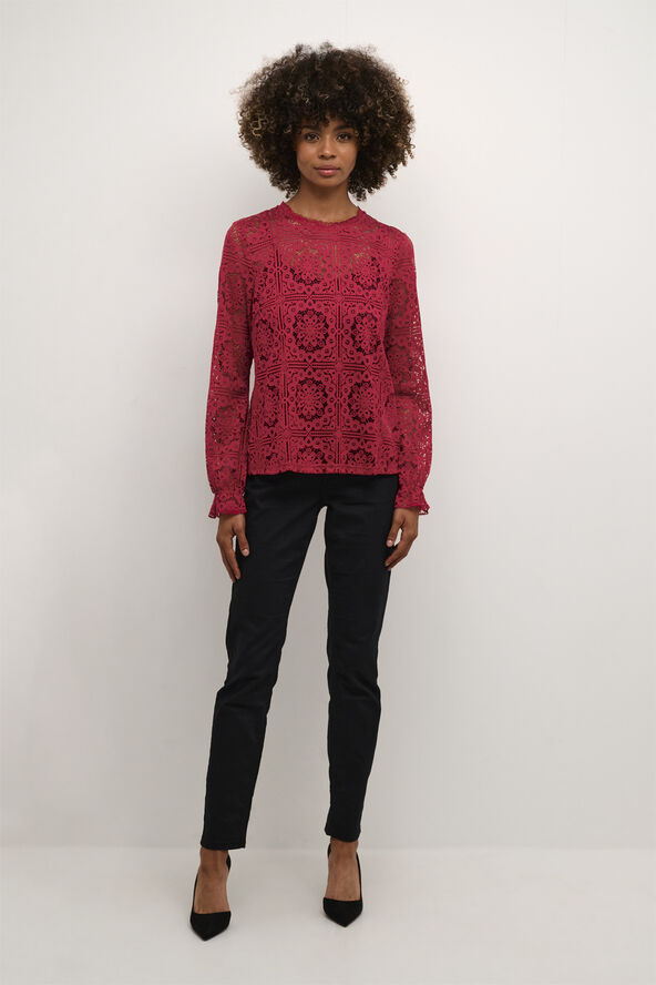 Cream CRTiley Lace Blouse Jester red