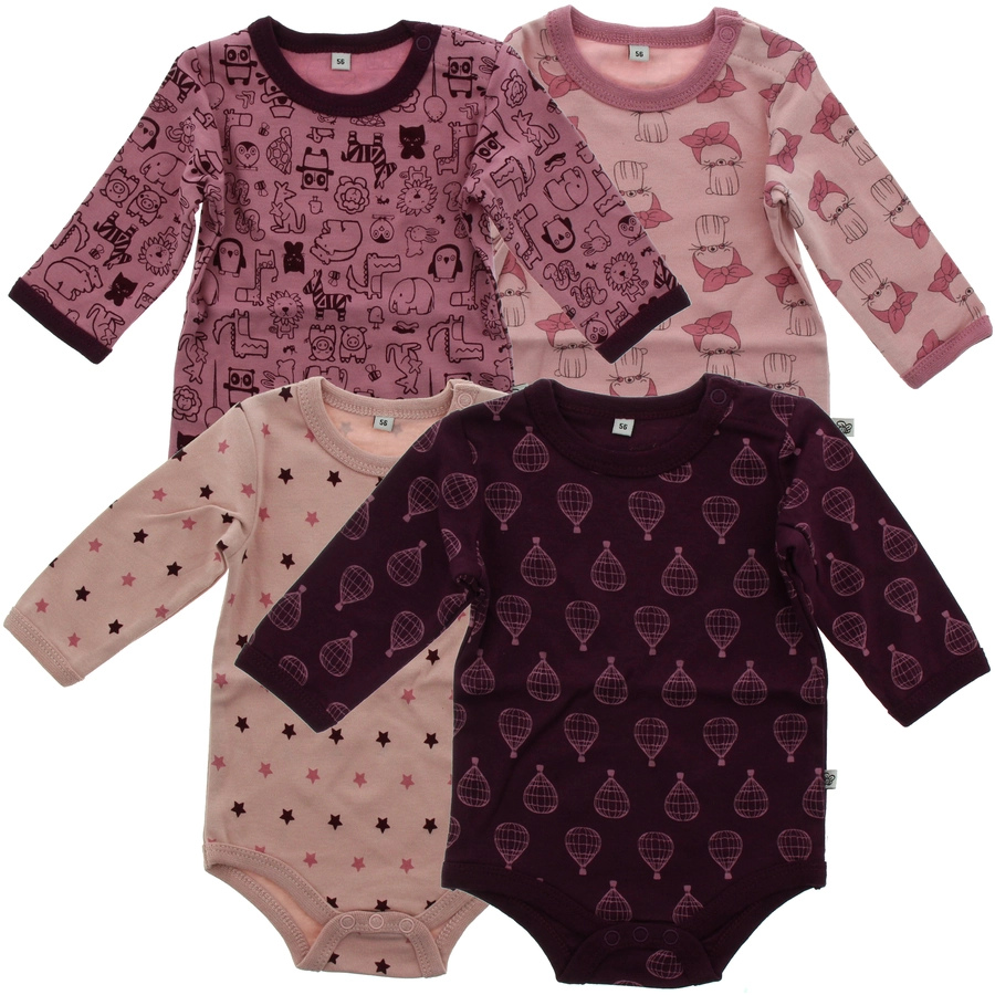 Pippi Langarm Body 4er-Pack lilac