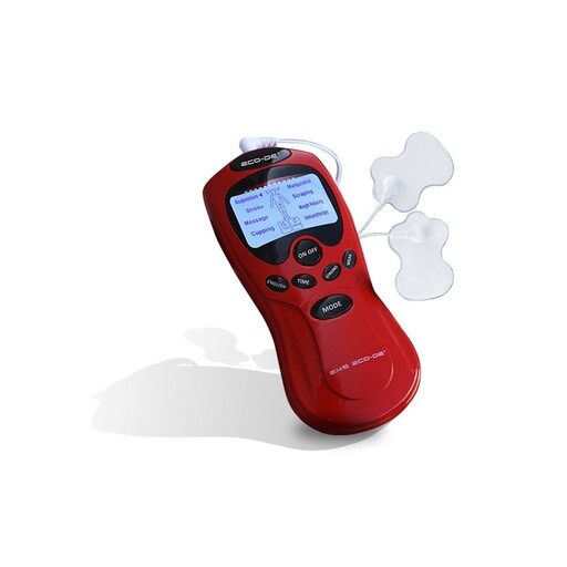 Estimulador elétrico muscular portátil Eco-de Ems, compacto, fácil de usar, LCD azul, 8 programas.
